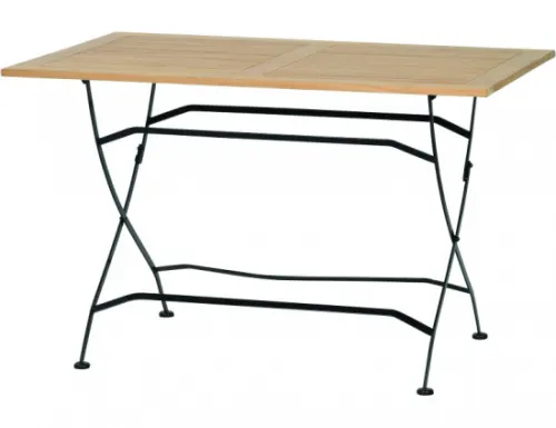 Gartentisch mit Holzlattung, 120 cm x 80 cm rotbraun / schwarz