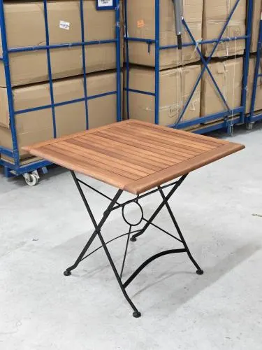 Gartentisch mit Holzlattung, 80 cm x 80 cm rotbraun / schwarz
