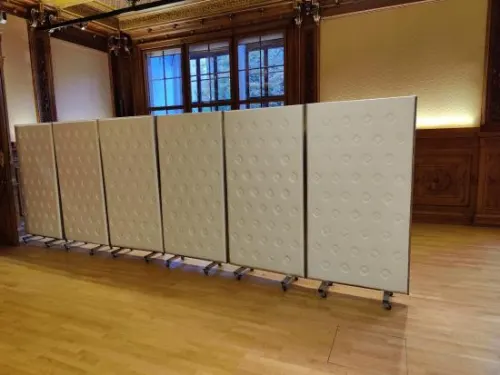 Paravent, 100 x 200 cm - Einschub: Knopfleder / wei� - Variante: beidseitig