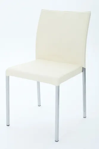 Lederstuhl, creme-wei�, gepolstert