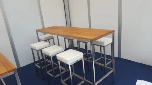 Stehtisch, Niro - Gr��e: 60 x 180 cm - Platte: Eiche