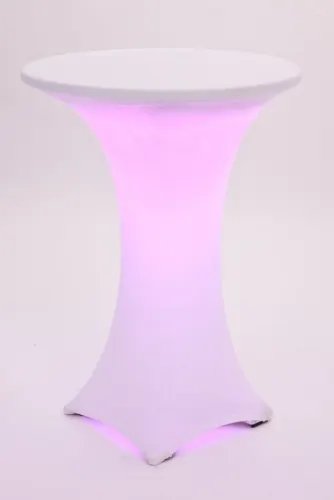 Stehtisch, rund, 80 cm, mit LED-Beleuchtung & Husse