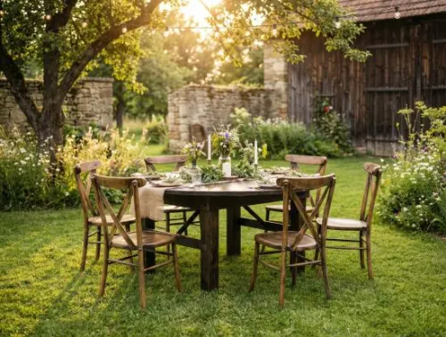Cottage Tisch, rund, braun