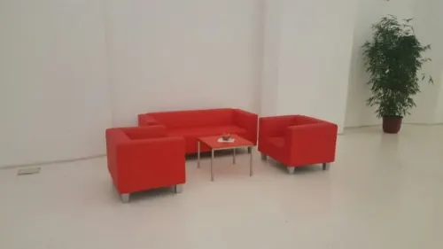 Ledersofa mit gleichhoher Seitenlehne - Gr��e: f�r 3 Personen - Farbe: rot