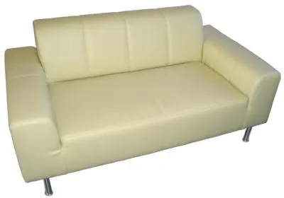 Ledersofa mit abgesetzter Seitenlehne - Gr��e: f�r 2 Personen - Farbe: beige