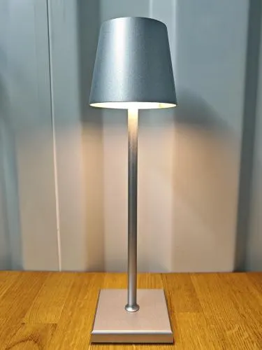 Tischlampe, Metallic - Farbe: Silber - Licht: Warmwei�