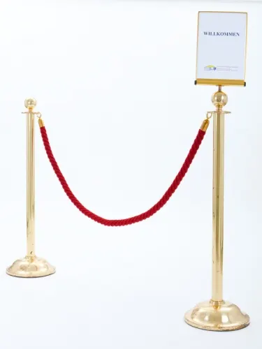 Absperrst�nder mit Hinweistafel - Material: Messing - Format: A4 Hochformat