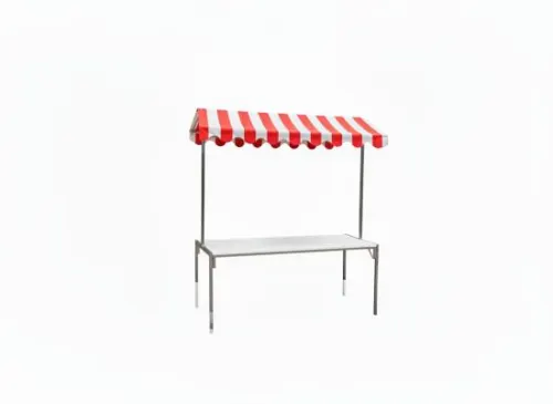 Marktstand - Tischplatte: wei� - Dach: rot-wei�