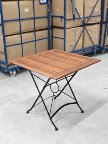 Gartentisch mit Holzlattung, 80 cm x 80 cm rotbraun / schwarz