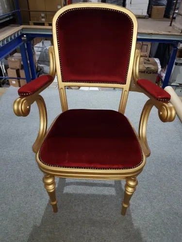 Goldener Thron mit roter Polsterung