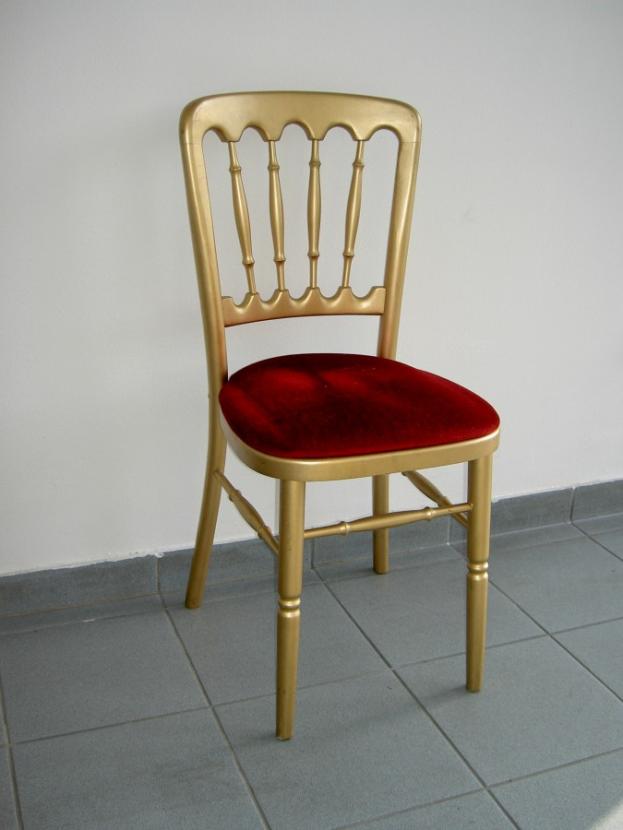 Goldstuhl mit Polster - Farbe: rot