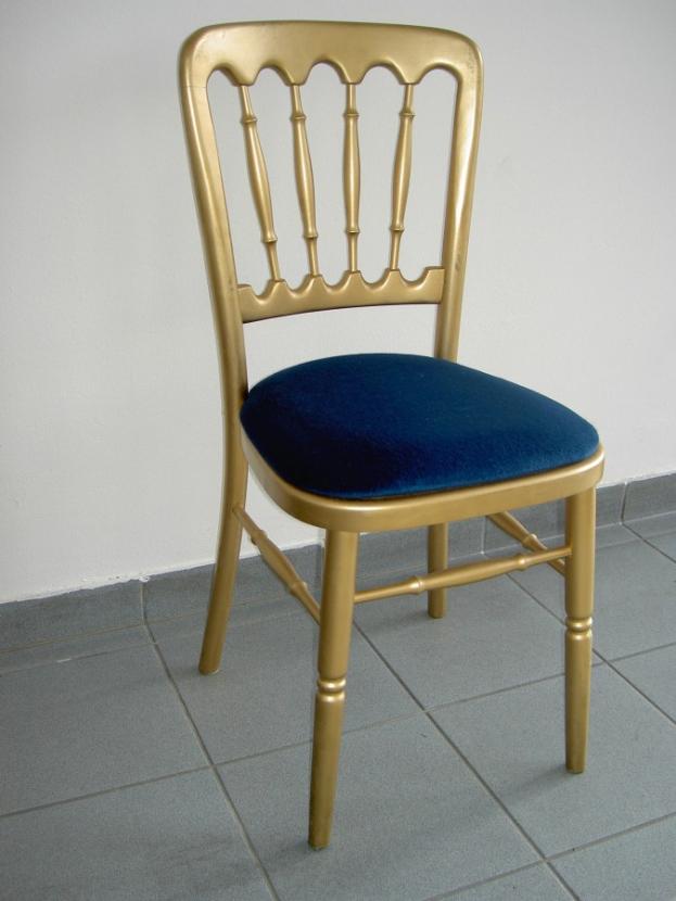 Goldstuhl mit Polster - Farbe: blau