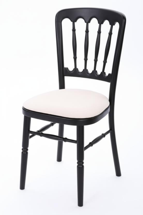 Cheltenham-Stuhl mit Polster - Farbe: schwarz - Sitz: creme-wei�e