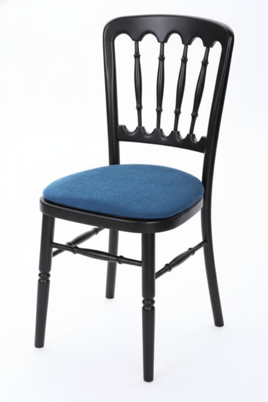 Cheltenham-Stuhl mit Polster - Farbe: schwarz - Sitz: blau