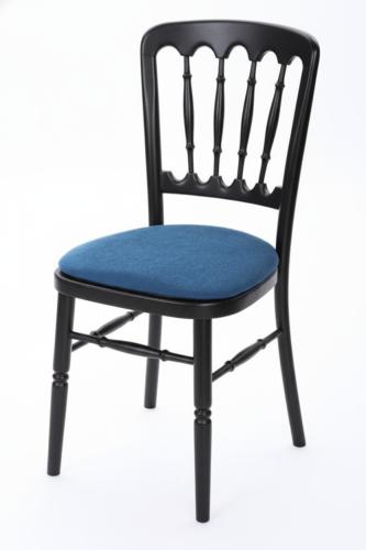 Cheltenham-Stuhl mit Polster - Farbe: schwarz - Sitz: blau