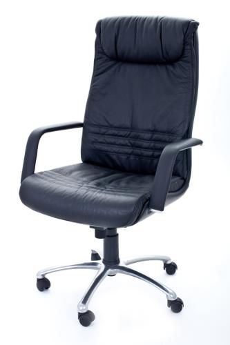 Lederdrehstuhl mit hoher Lehne, schwarz