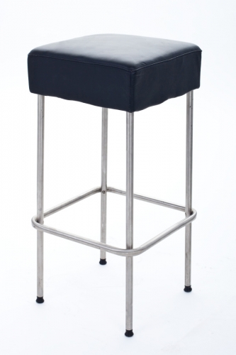 Barhocker, eckig, Alu, schwarzer Polster