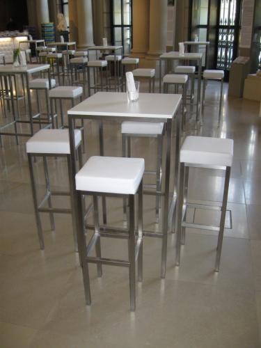 Barhocker, eckig, wei�er Polster