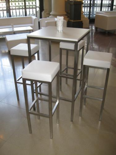 Barhocker, eckig, wei�er Polster