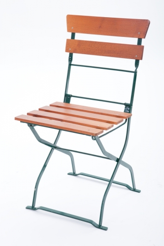 Gartenstuhl mit Holzlattung - Farbe: rotbraun / gr�n - Lehne: 2 Latten