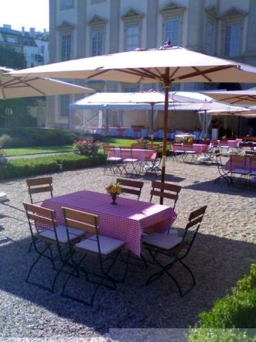Gartenstuhl mit Holzlattung, rotbraun / gr�n