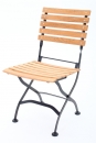 Gartenstuhl mit Holzlattung - Farbe: rotbraun / schwarz - Lehne: 5 Latten
