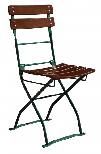 Gartenstuhl mit Holzlattung - Farbe: kastanie / grn - Lehne: 2 Latten