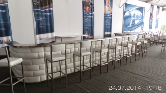 Barhocker mit Lehne, wei�er Polster