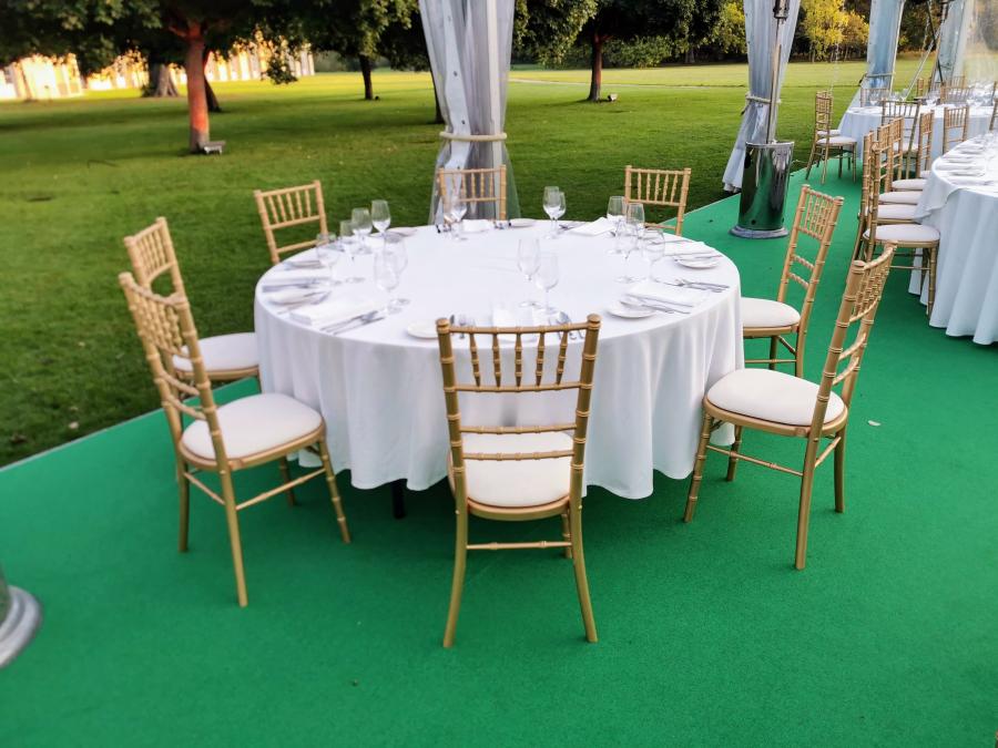 Polo Stuhl - Farbe: gold - Polster: creme-wei�