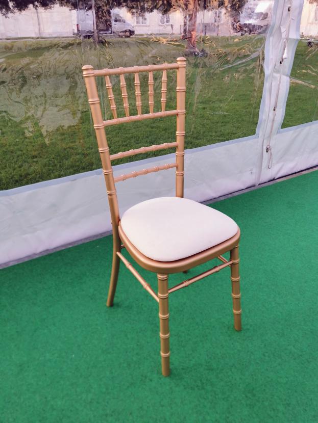 Polo Stuhl - Farbe: gold - Polster: creme-wei�