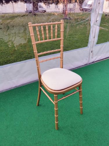Polo Stuhl - Farbe: gold - Polster: creme-wei�