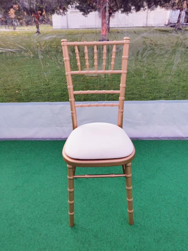 Polo Stuhl - Farbe: gold - Polster: creme-wei�