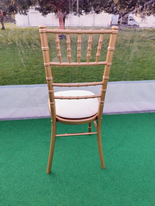 Polo Stuhl - Farbe: gold - Polster: creme-wei�