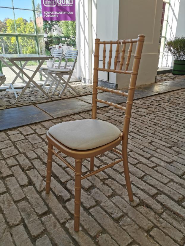 Polo Stuhl - Farbe: gold - Polster: creme-wei�