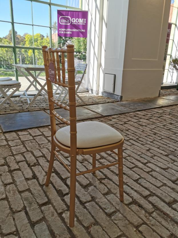 Polo Stuhl - Farbe: gold - Polster: creme-wei�