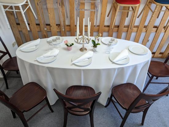 Bankett-Tisch, oval - Gr��e: 200 x 90 cm, f�r ca. 6-8 Personen