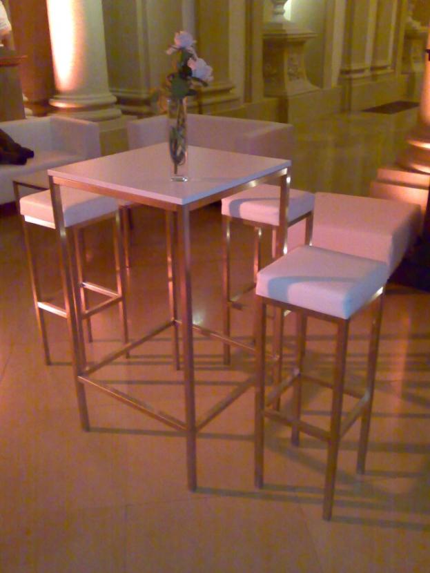 Stehtisch, Niro - Gr��e: 60 x  60 cm - Platte: wei�