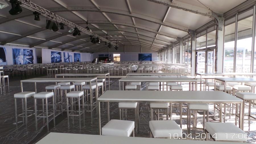 Stehtisch, Niro - Gr��e: 60 x 180 cm - Platte: wei�