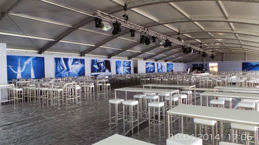 Stehtisch, Niro - Gr��e: 60 x 180 cm - Platte: wei�