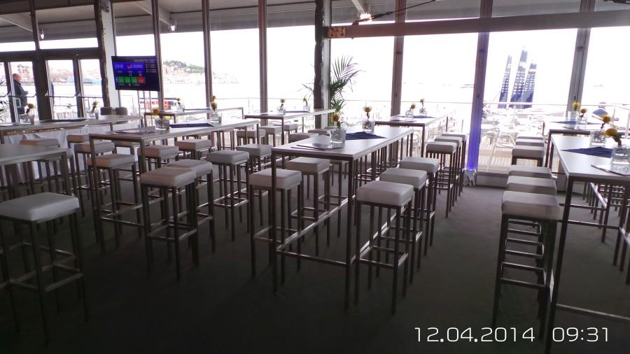 Stehtisch, Niro - Gr��e: 60 x 180 cm - Platte: wei�