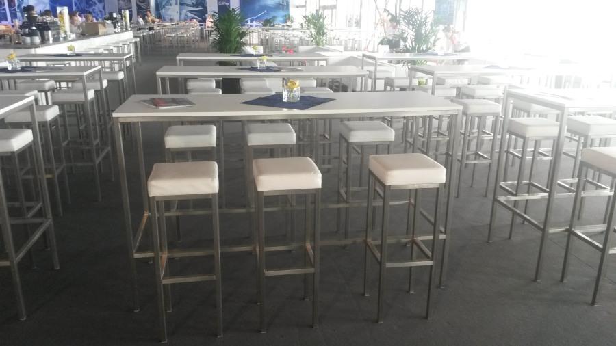 Stehtisch, Niro - Gr��e: 60 x 180 cm - Platte: wei�