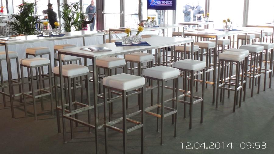 Stehtisch, Niro - Gr��e: 60 x 180 cm - Platte: wei�