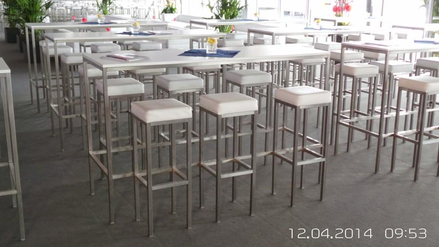 Stehtisch, Niro - Gr��e: 60 x 180 cm - Platte: wei�