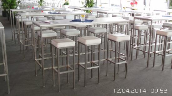 Stehtisch, Niro - Gr��e: 60 x 180 cm - Platte: wei�