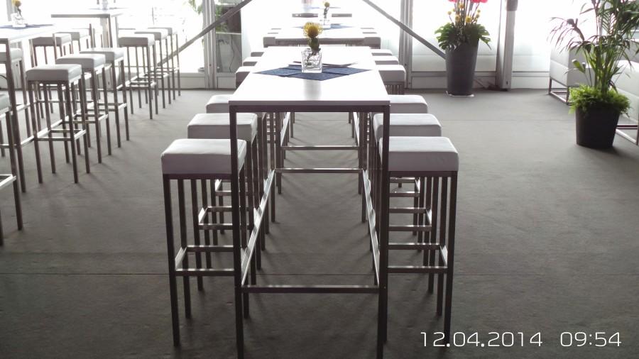 Stehtisch, Niro - Gr��e: 60 x 180 cm - Platte: wei�