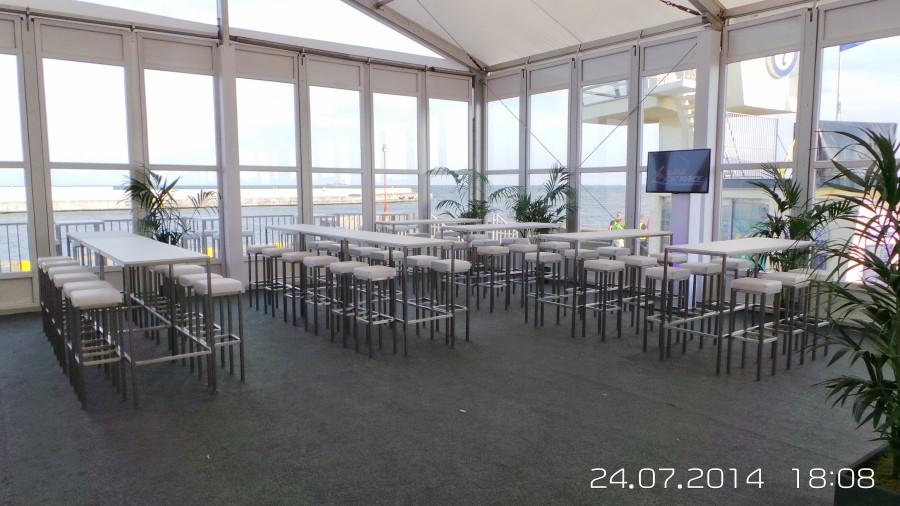 Stehtisch, Niro - Gr��e: 60 x 180 cm - Platte: wei�