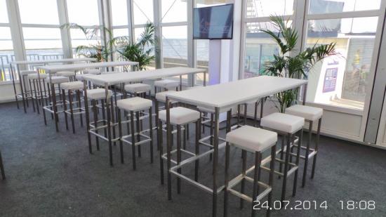 Stehtisch, Niro - Gr��e: 60 x 180 cm - Platte: wei�