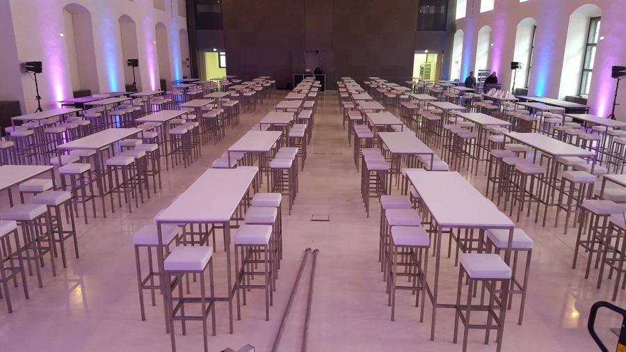 Stehtisch, Niro - Gr��e: 60 x 180 cm - Platte: wei�