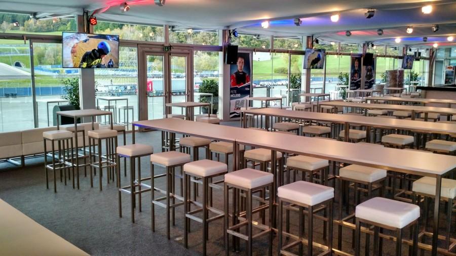 Stehtisch, Niro - Gr��e: 60 x 180 cm - Platte: wei�