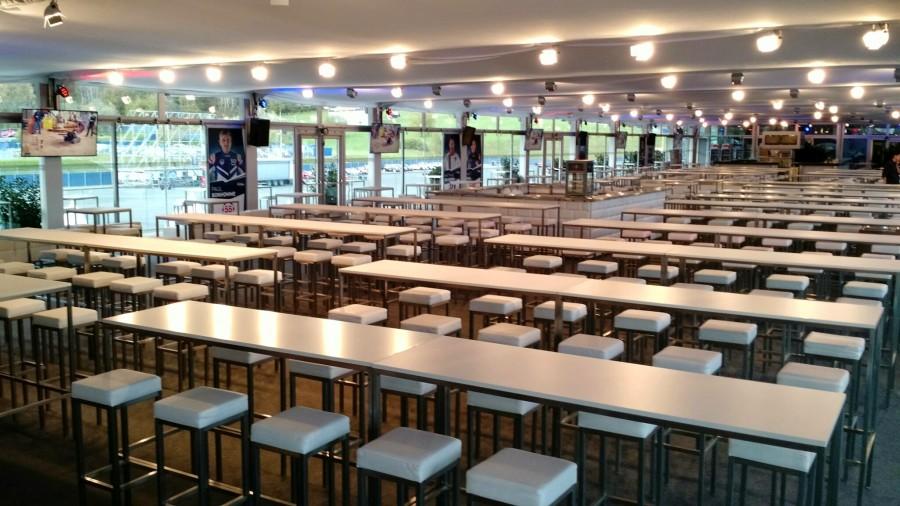 Stehtisch, Niro - Gr��e: 60 x 180 cm - Platte: wei�